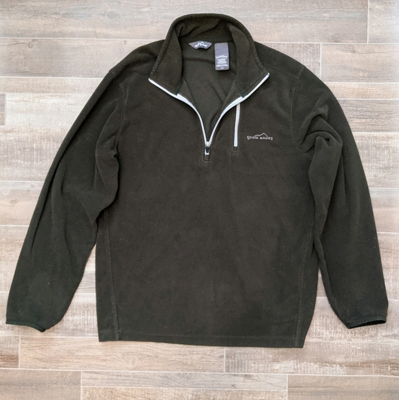 Eddie Bauer Army Green Zippered Pullover Size Med - Picture 2 of 6